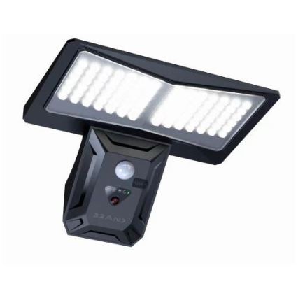 LED Solárne nástenné svietidlo so senzorom LED/2,6W/5,5V IP65 1800 mAh čierna