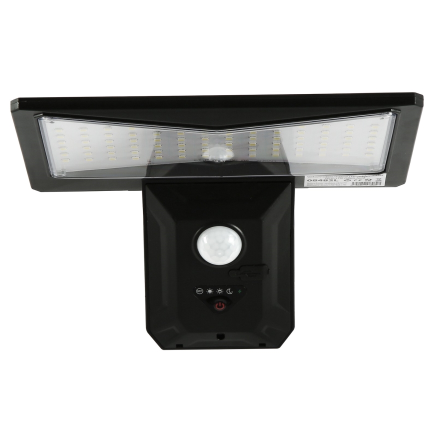 LED Solárne nástenné svietidlo so senzorom LED/2,6W/5,5V IP65 1800 mAh čierna