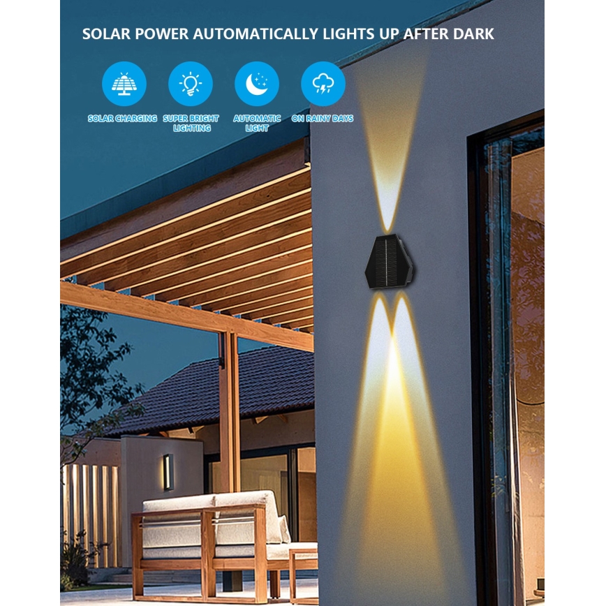 LED Solárne nástenné svietidlo so senzorom LED/2W/5V IP54 1300 mAh