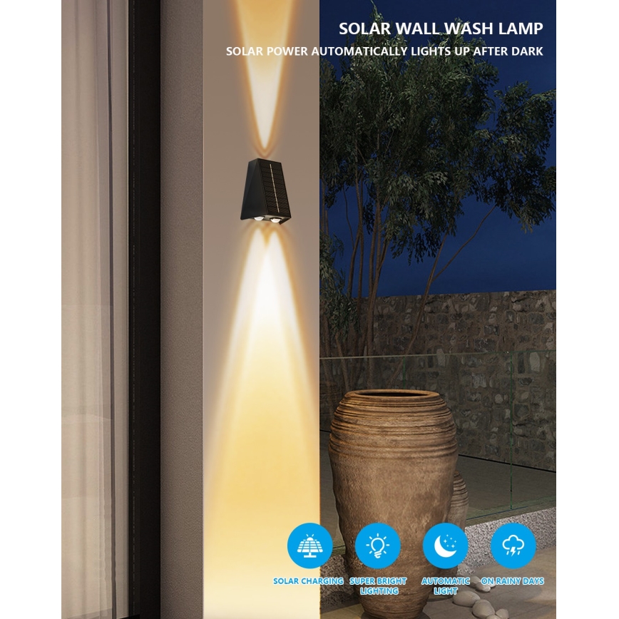 LED Solárne nástenné svietidlo so senzorom LED/2W/5V IP54 1300 mAh