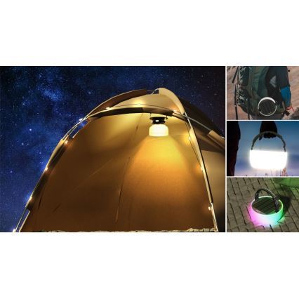 LED RGB Prenosná solárna nabíjacia lampa s LED reťazou LED/10W/5V 3600 mAh IP65 3600 mAh