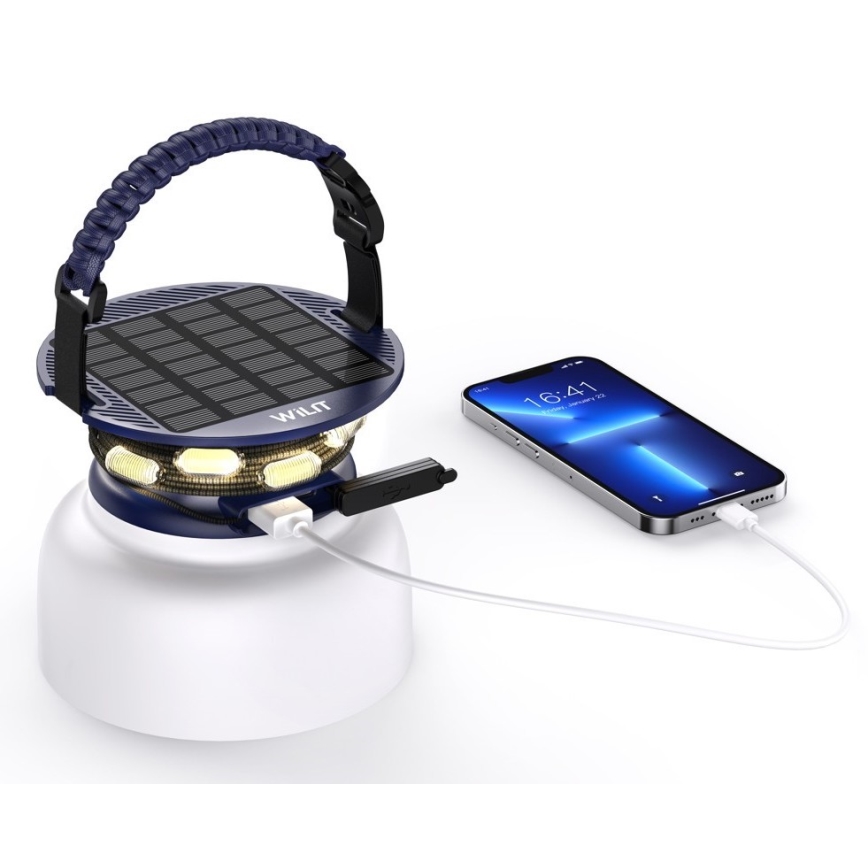 LED RGB Prenosná solárna nabíjacia lampa s LED reťazou LED/10W/5V 3600 mAh IP65 3600 mAh
