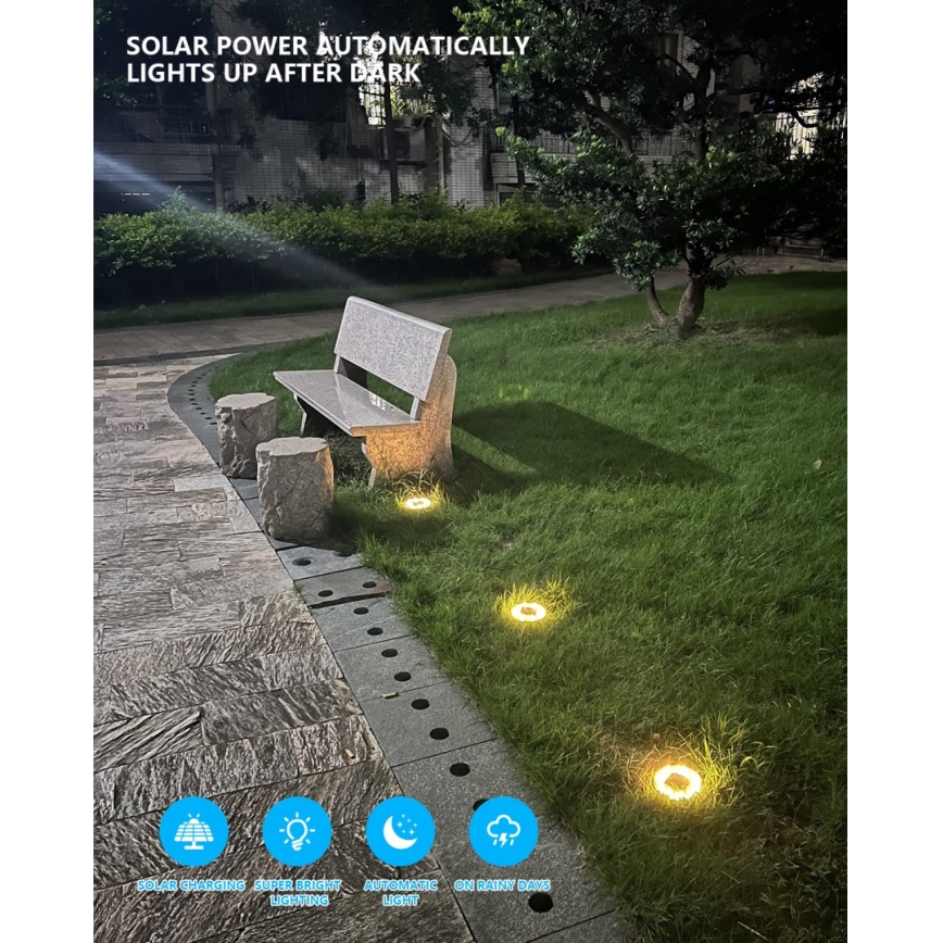SADA 4x LED Vonkajšie solárne osvetlenie so senzorom LED/0,048W/2V IP68 600 mAh
