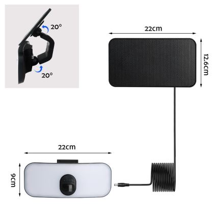 LED Solárne nástenné svietidlo so senzorom LED/13W/3,7V 4000K IP65