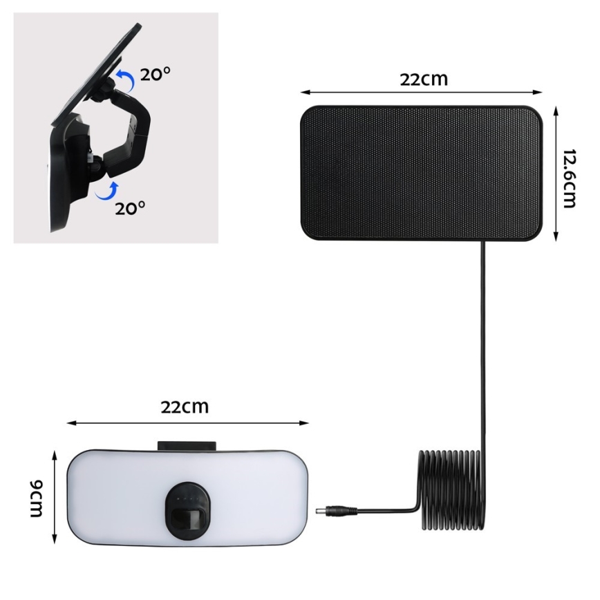 LED Solárne nástenné svietidlo so senzorom LED/13W/3,7V 4000K IP65