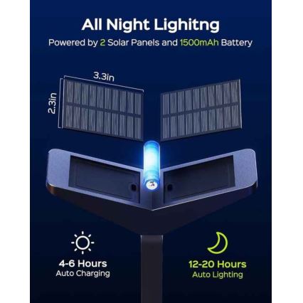 LED solárna lampa so senzorom SUN BUTTERFLY LED/1,5W/3,7V 3000/6000K IP65 1500 mAh