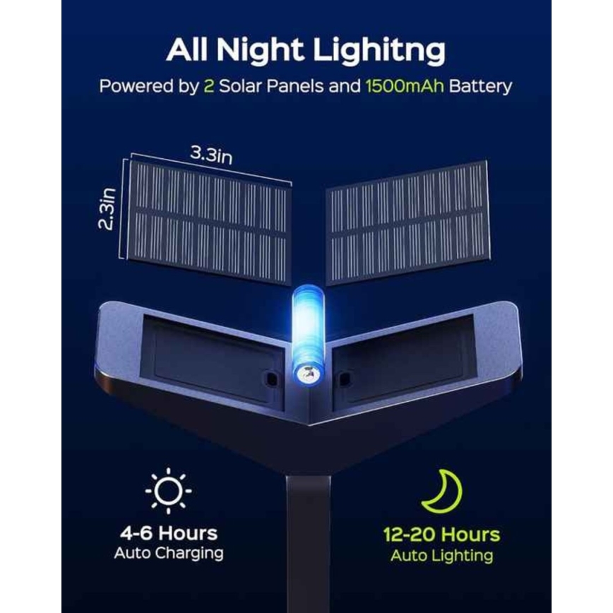 LED solárna lampa so senzorom SUN BUTTERFLY LED/1,5W/3,7V 3000/6000K IP65 1500 mAh