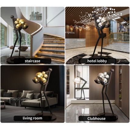 Stojacia lampa SILUETTE 6xE27/25W/230V 180 cm Human Ball