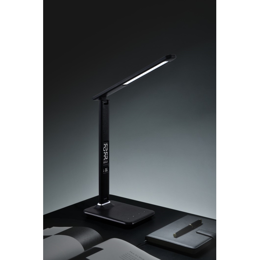 LED Stmievateľná stolná lampa s displejom LED/9W/230V/12V čierna