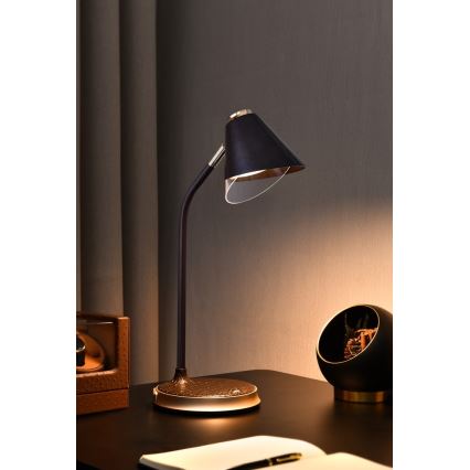 LED Stmievateľná stolná lampa s bezdrôtovým nabíjaním FINCH LED/9W/12/230V hnedá/zlatá