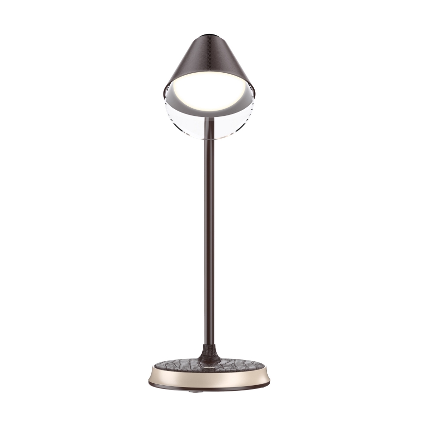 LED Stmievateľná stolná lampa s bezdrôtovým nabíjaním FINCH LED/9W/12/230V hnedá/zlatá