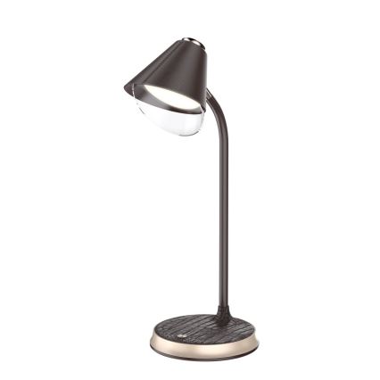 LED Stmievateľná stolná lampa s bezdrôtovým nabíjaním FINCH LED/9W/12/230V hnedá/zlatá