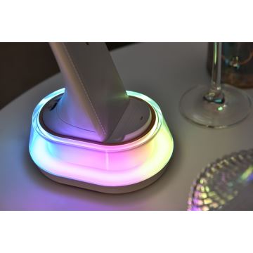 LED RGB Stmievateľná stolná lampa s bezdrôtovým nabíjaním CORELLA LED/7W/12/230V čierna