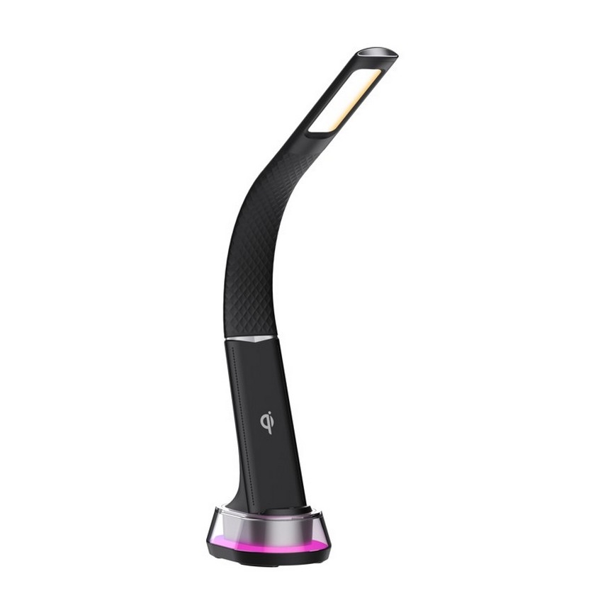 LED RGB Stmievateľná stolná lampa s bezdrôtovým nabíjaním CORELLA LED/7W/12/230V čierna