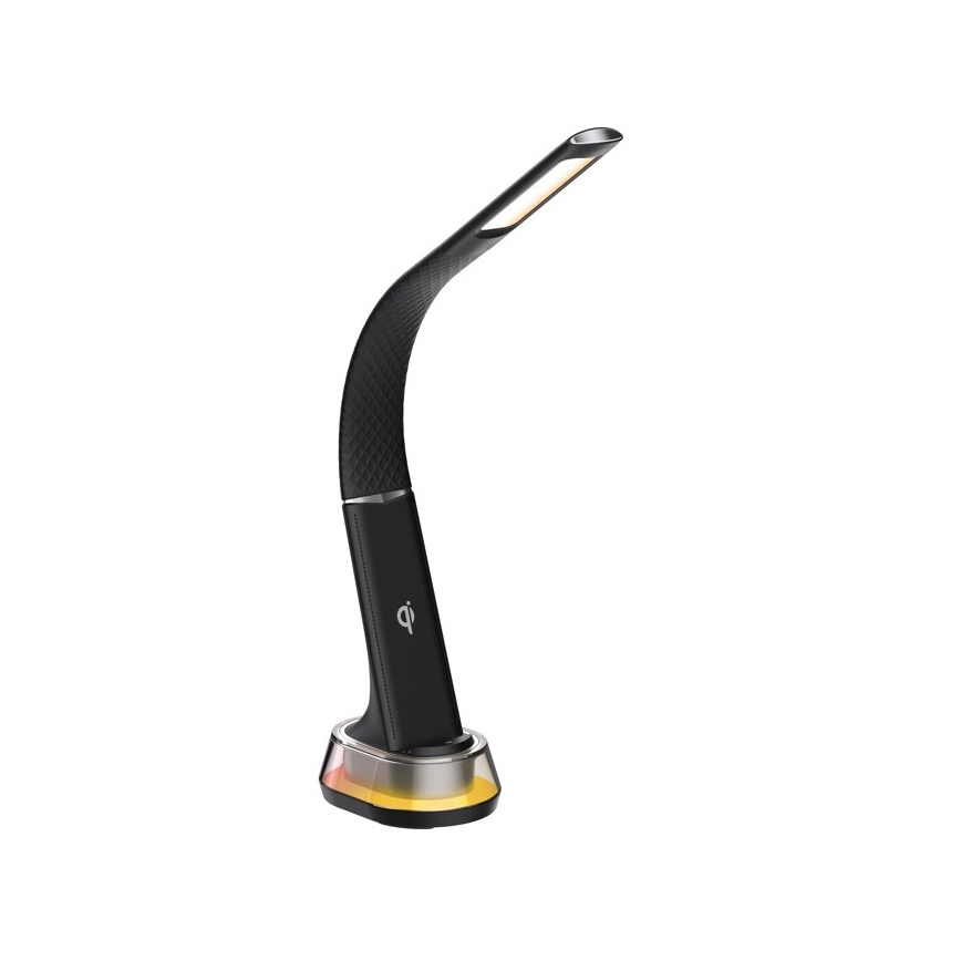LED RGB Stmievateľná stolná lampa s bezdrôtovým nabíjaním CORELLA LED/7W/12/230V čierna