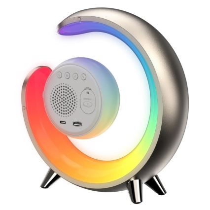 LED RGBW Stmievaľná stolná lampa s budíkom PEACOCK LED/20W/5V USB