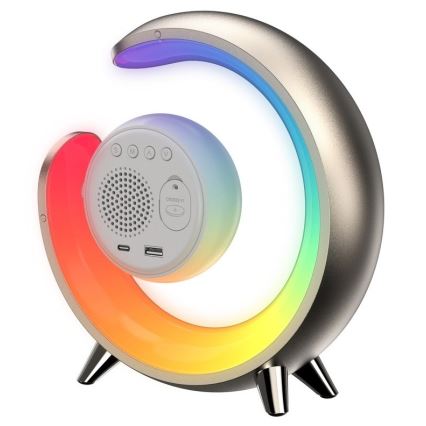 LED RGBW Stmievaľná stolná lampa s budíkom PEACOCK LED/20W/5V USB