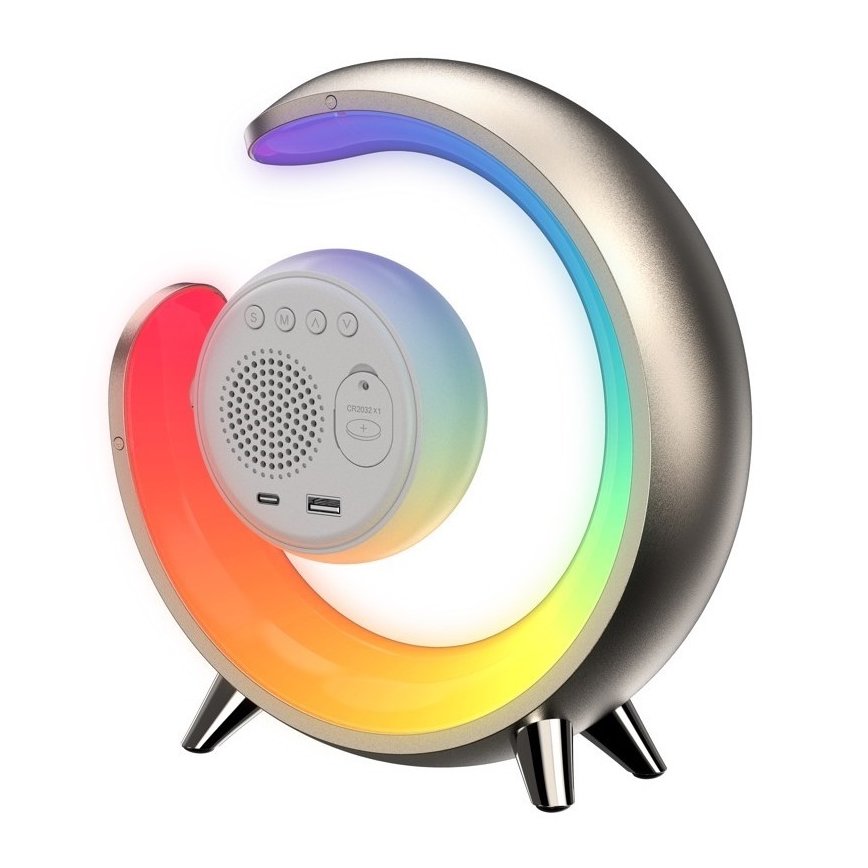 LED RGBW Stmievaľná stolná lampa s budíkom PEACOCK LED/20W/5V USB