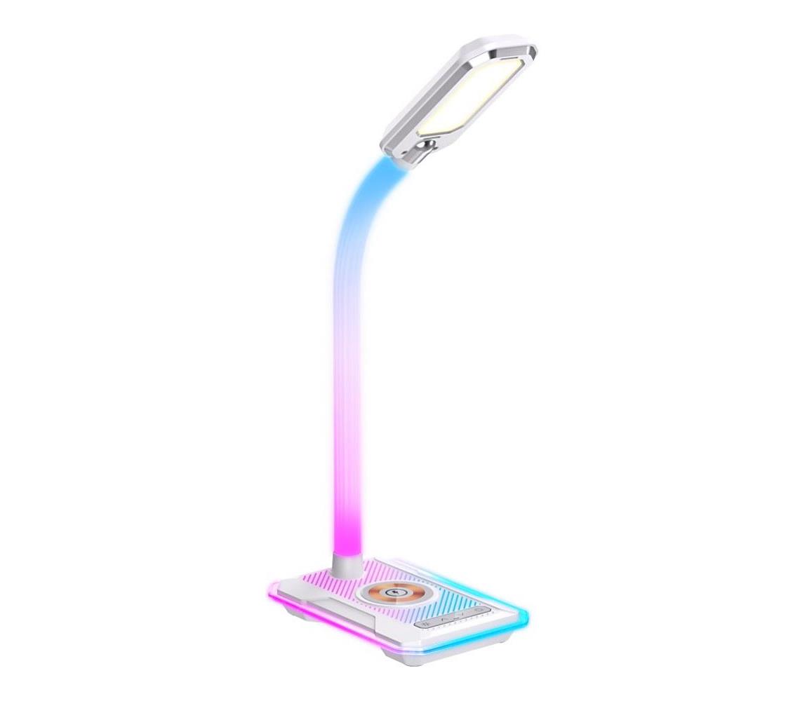 08988L - LED RGBW Stmievateľná stolná lampa s Qi nabíjaním 30W/230V biela