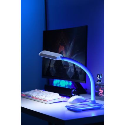 LED RGBW Stmievateľná stolná lampa s Qi nabíjaním 30W/230V 3000K/4000K/5000K biela