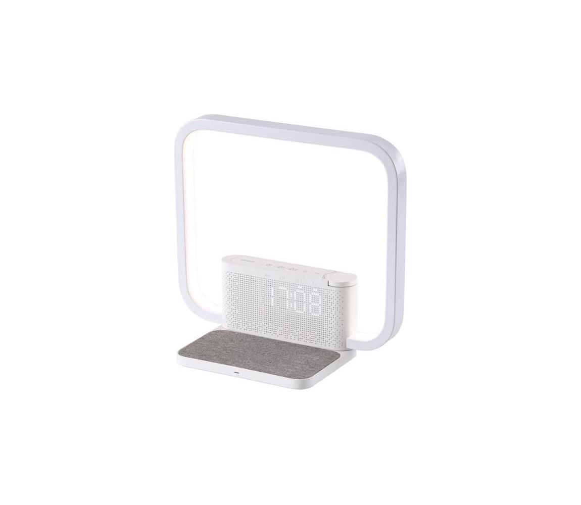   08994L - LED Stmievateľná stolná lampa s budíkom a nabíjaním 18W/230V biela 