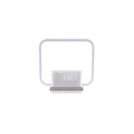 LED Stmievateľná stolná lampa s budíkom a Qi nabíjaním LED/18W/230V biela