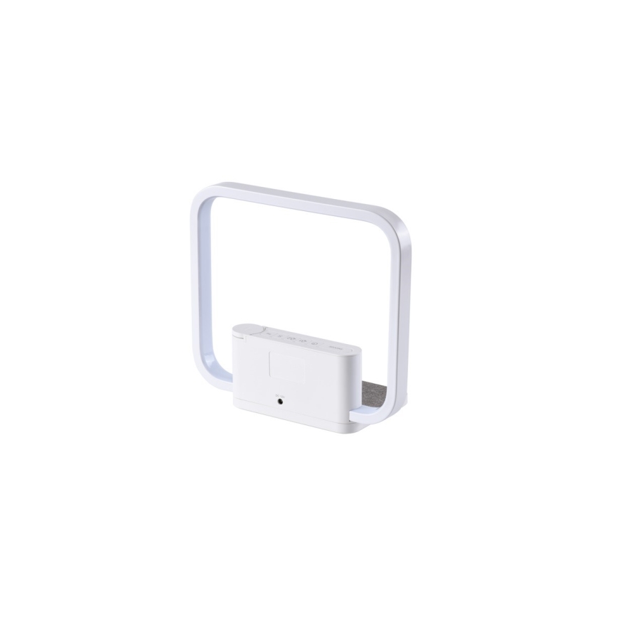 LED Stmievateľná stolná lampa s budíkom a Qi nabíjaním LED/18W/230V biela