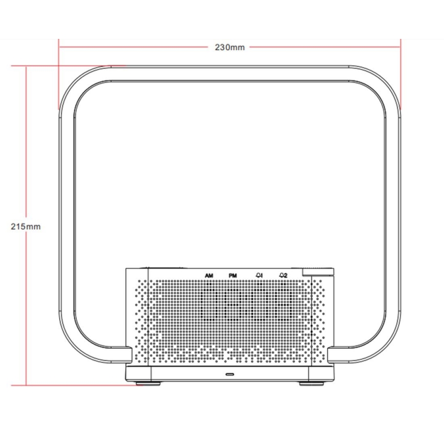 LED Stmievateľná stolná lampa s budíkom a Qi nabíjaním LED/18W/230V biela