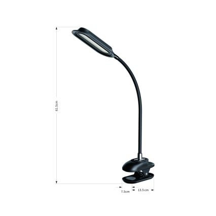LED+CCT Stmievateľná stolná lampa s klipom CLIP LED/7,5W/230V 3000/4200/5000K čierna