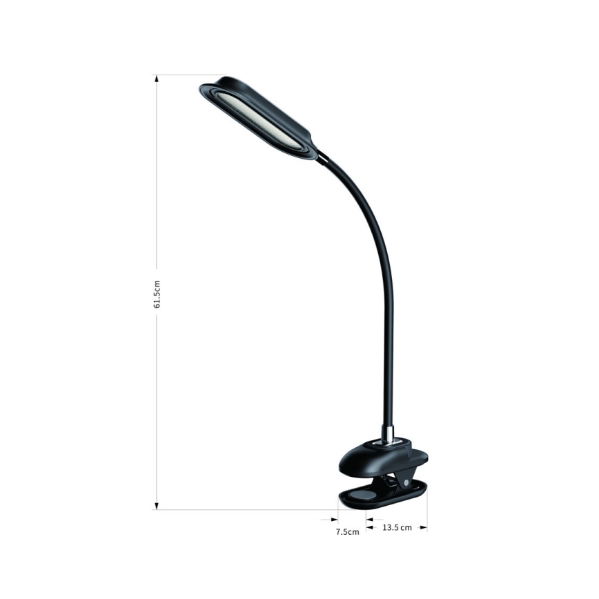 LED+CCT Stmievateľná stolná lampa s klipom CLIP LED/7,5W/230V 3000/4200/5000K čierna