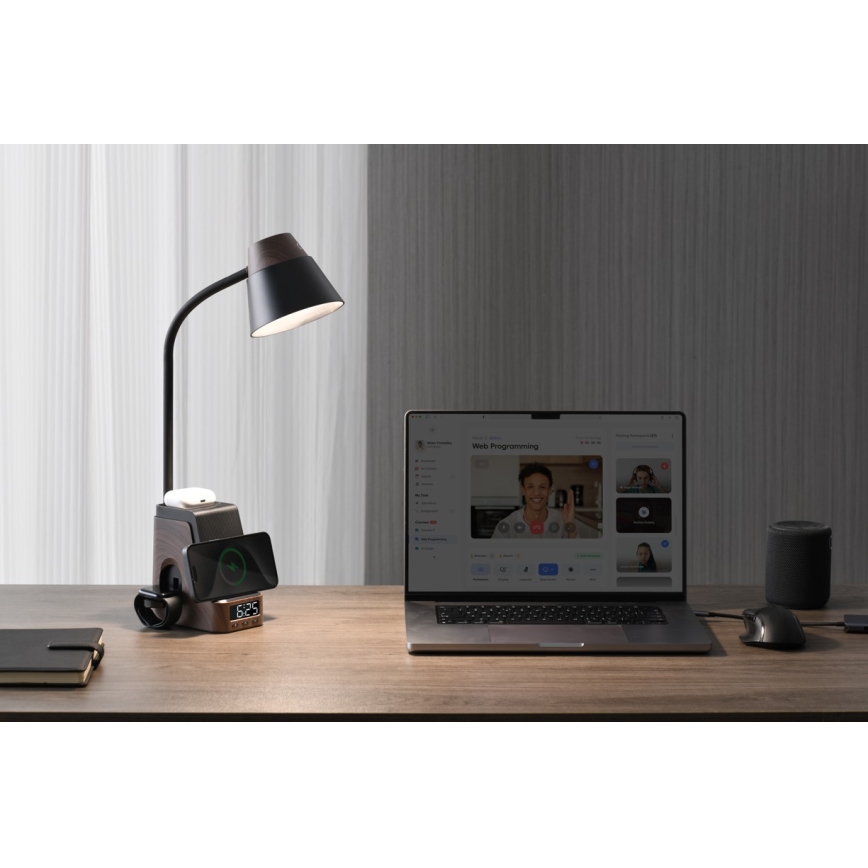 LED+CCT Stmievateľná stolová lampa s bezdrôtovým nabíjaním QI IDEAL LED/8W/230V 2700/4000/5000K hnedá