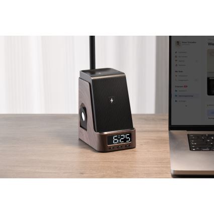 LED+CCT Stmievateľná stolová lampa s bezdrôtovým nabíjaním QI IDEAL LED/8W/230V 2700/4000/5000K hnedá