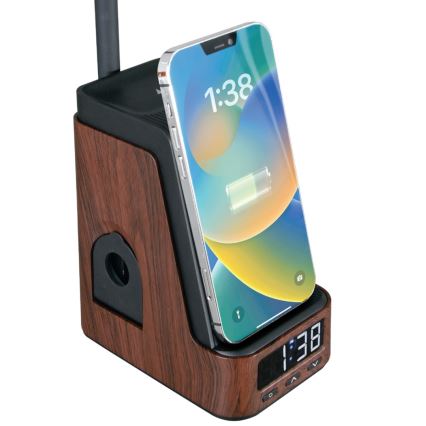 LED+CCT Stmievateľná stolová lampa s bezdrôtovým nabíjaním QI IDEAL LED/8W/230V 2700/4000/5000K hnedá