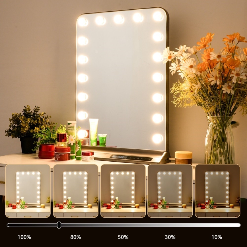 Stmievateľné LED make-up zrkadlo HOLLYWOOD LED/18W/230V 3000/4200/6000K sivé