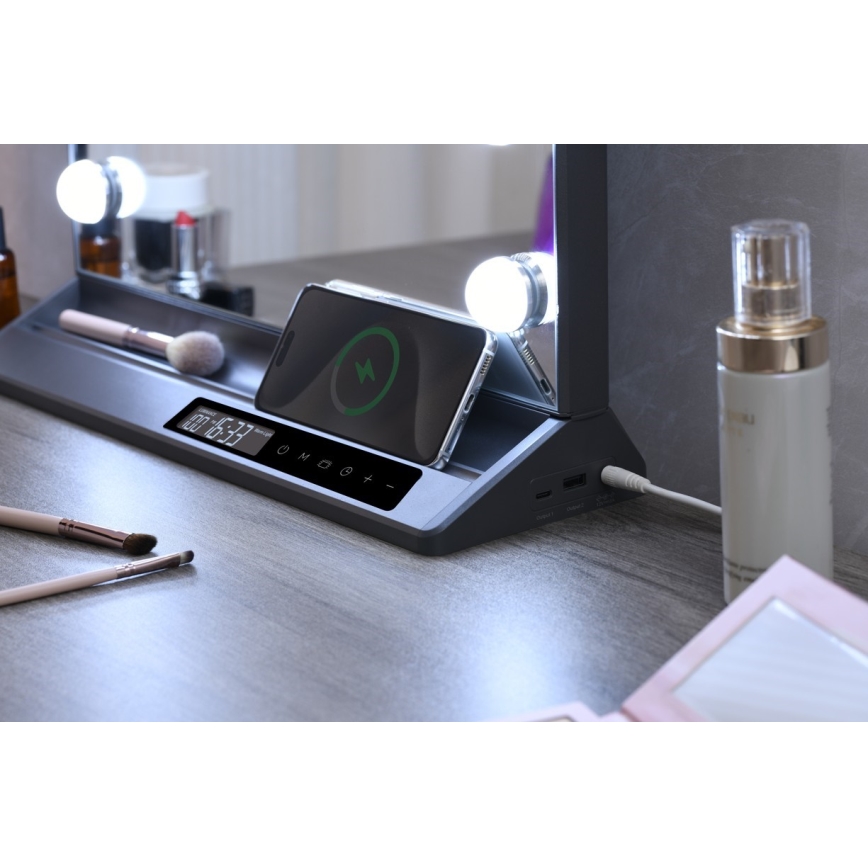 Stmievateľné LED make-up zrkadlo HOLLYWOOD LED/18W/230V 3000/4200/6000K sivé