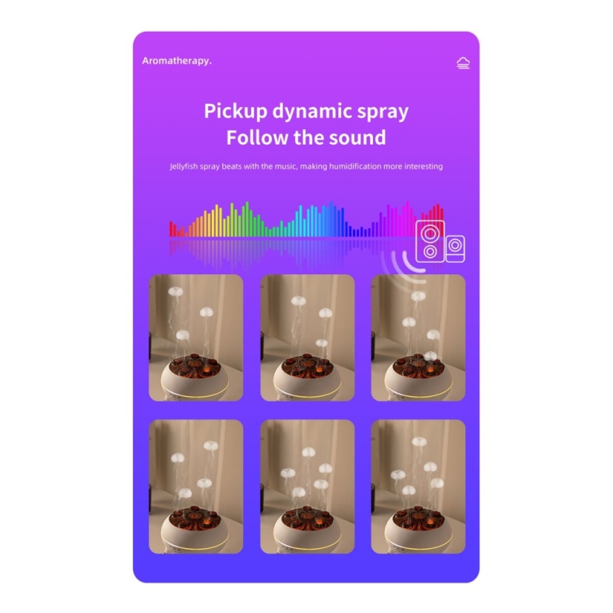 Immax 09104L - Aroma difuzér a zvlhčovač vzduchu JELLYFISH LED/11W/5V