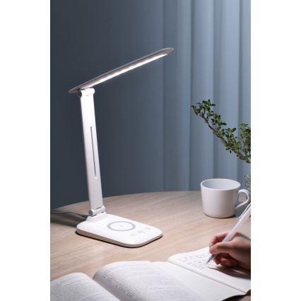 LED stmievateľná stolná lampa s bezdrôtovým nabíjaním QI a USB LUMI LED/7W/230V biela