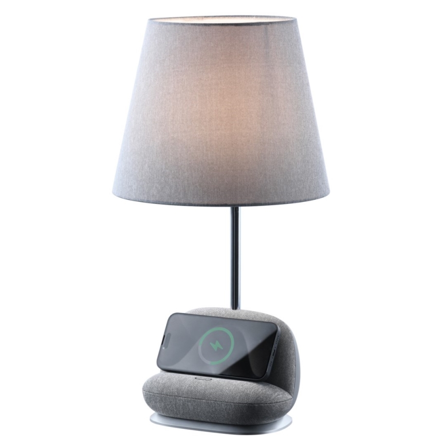 LED stmievateľná stolová lampa s bezdrôtovým nabíjaním Qi SOFA LED/6W/230V sivá