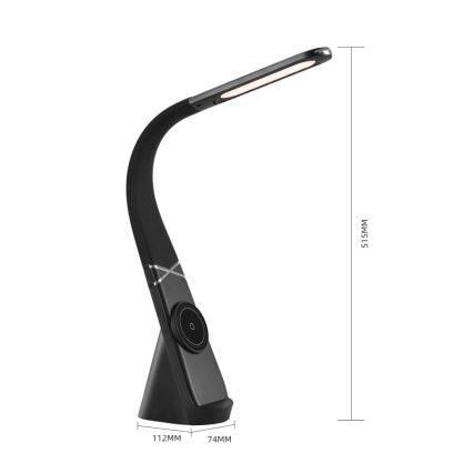 LED Stmievateľná stolná lampa s bezdrôtovým nabíjaním MAGIC LED/5W/230V čierna