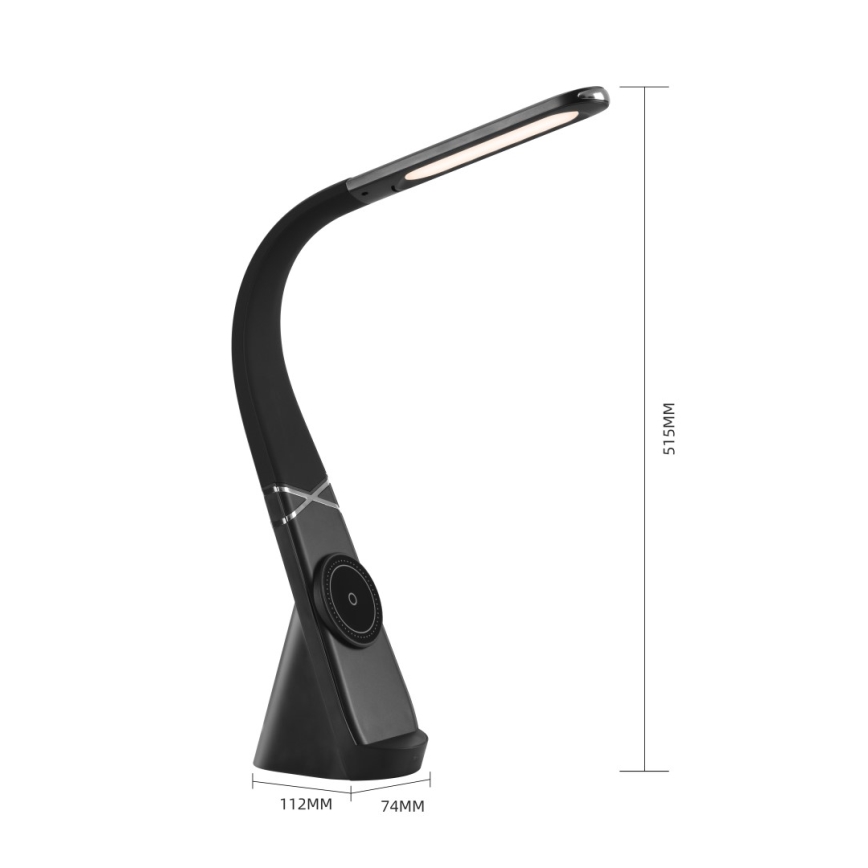 LED Stmievateľná stolná lampa s bezdrôtovým nabíjaním MAGIC LED/5W/230V čierna