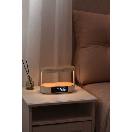 LED stmievateľná stolná lampa s budíkom a nabíjaním TRIPLE DOCK LED/1,5W/5V