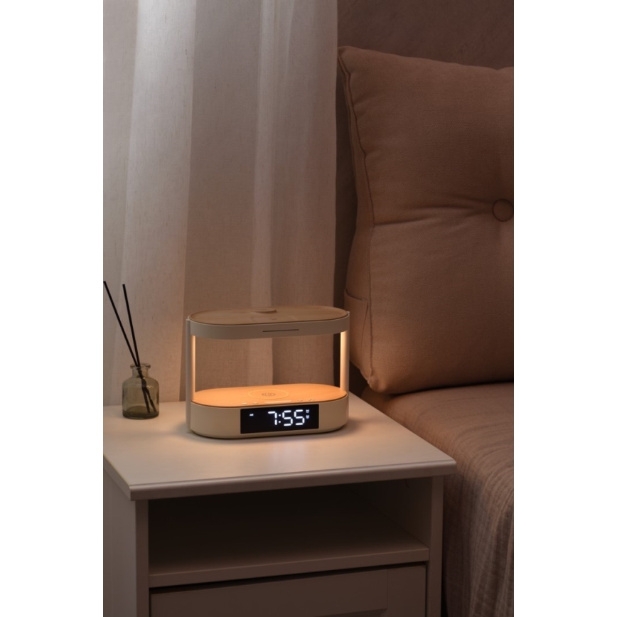 LED stmievateľná stolná lampa s budíkom a nabíjaním TRIPLE DOCK LED/1,5W/5V