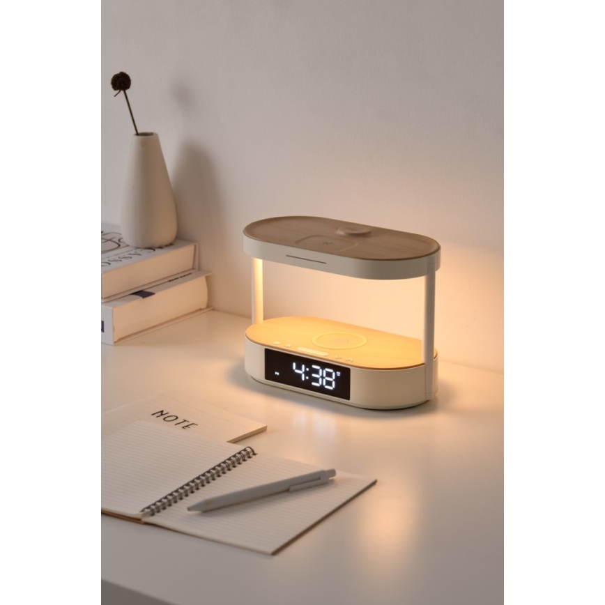 LED stmievateľná stolná lampa s budíkom a nabíjaním TRIPLE DOCK LED/1,5W/5V