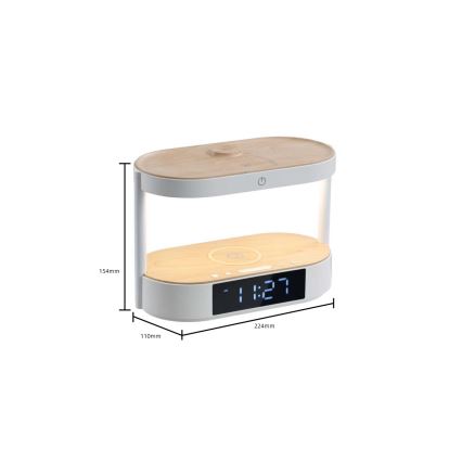 LED stmievateľná stolná lampa s budíkom a nabíjaním TRIPLE DOCK LED/1,5W/5V