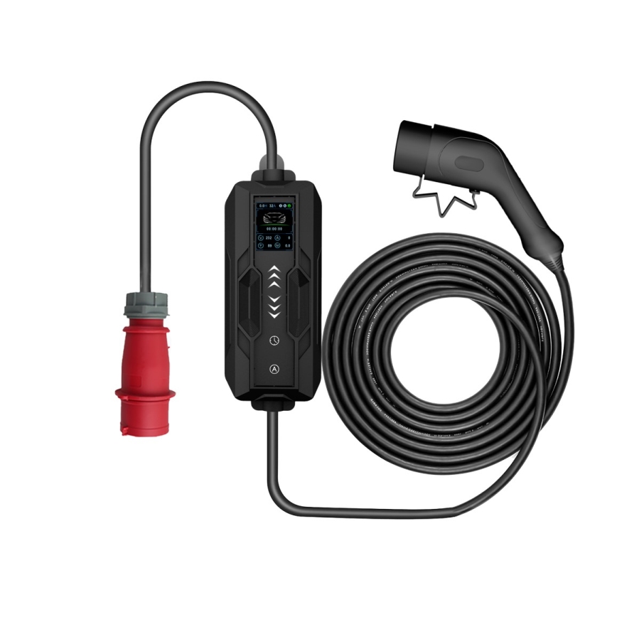 Immax - Cestovná nabíjacia stanica EV pre elektromobily AC Type 2 16A/380V 11kW + zástrčka 230V, 3,7kW 5m + puzdro