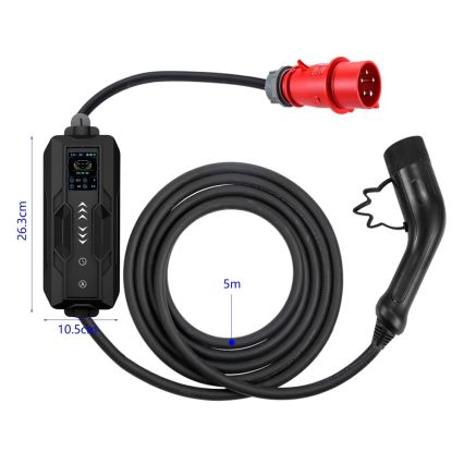 Immax - Cestovná nabíjacia stanica EV pre elektromobily AC Type 2 16A/380V 11kW + zástrčka 230V, 3,7kW 5m + puzdro