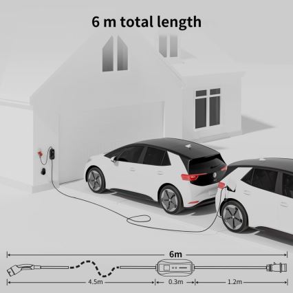 Immax - Cestovná nabíjacia stanica EV pre elektromobily AC Type 2 16A/380V 11kW + zástrčka 230V, 3,7kW 5m + puzdro
