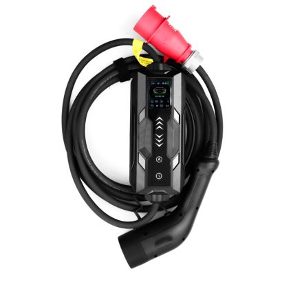 Immax - Cestovná nabíjacia stanica EV pre elektromobily AC Type 2, 16 A/380 V, 11 kW + zástrčka 230 V, kábel 5 m, Wi‑Fi Tuya