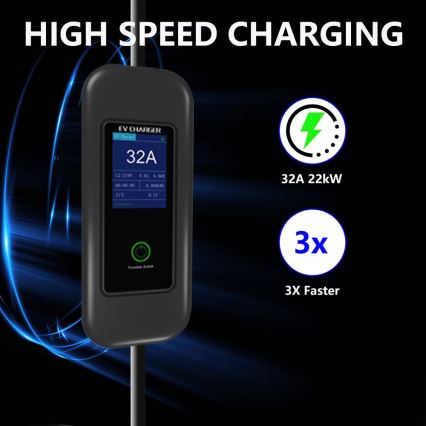 Immax - Cestovná nabíjacia stanica EV pre elektromobily AC Type 2 32A/380V 22kW + zástrčka 230V 5m Wi-Fi Tuya
