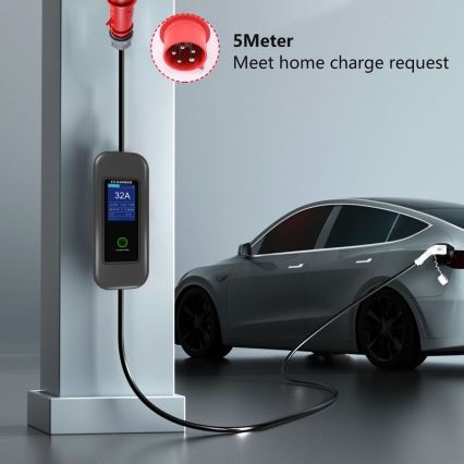 Immax - Cestovná nabíjacia stanica EV pre elektromobily AC Type 2 32A/380V 22kW + zástrčka 230V 5m Wi-Fi Tuya
